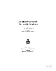 Cover of: An Introduction to Mathematics by Alfred North Whitehead
