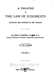 Cover of: A Treatise on the Law of Judgments: Including the Doctrine of Res Judicata