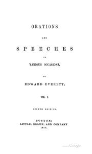Cover of: Orations and Speeches on Various Occasions by Edward Everett