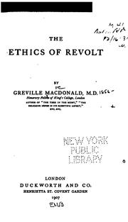Cover of: The Ethics of Revolt