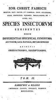 Cover of: Species insectorum, exhibentes eorum differentias specificas, synonyma auctorum, loca natalia ...