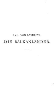 Cover of: Die Balkanländer by Emile de Laveleye
