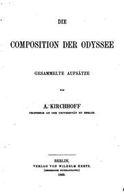 Cover of: Die Composition der Odyssee: Gesammelte Aufsätze