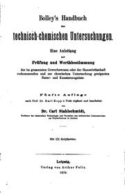 Cover of: Bolley's Handbuch der technisch-chemischen Untersuchungen...