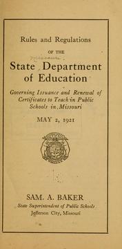 Cover of: Rules and regulations of the state Department of education