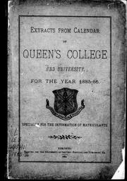 Cover of: Extracts from Calendar of Queen's College and University for the year 1885-86