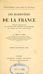 Cover of: Les mammifères de la France by Aimé Bouvier