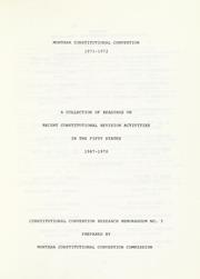 Cover of: A Collection of readings on recent constitutional revision activities in the fifty States, 1967-1970 |
