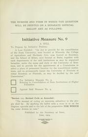 Cover of: Initiative measure No. 9 by Montana. Secretary of State.