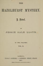 Cover of: The Hazelhurst mystery by Jessie Sale Lloyd