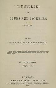 Cover of: Wynville, or, Clubs and coteries: a novel