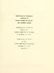 Cover of: Description of proposals relating to middle income tax relief and economic growth by prepared by the staff of the Joint Committee on Taxation.