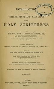 Cover of: introduction to the critical study and knowledge of the Holy Scriptures.