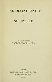 Cover of: The divine unity of Scripture