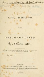 Cover of: Literal translation of the Psalms of David ...