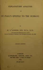 Cover of: Explanatory analysis of St. Paul's Epistle to the Romans by Henry Parry Liddon