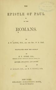 Cover of: The Epistle of Paul to the Romans. by Johann Peter Lange