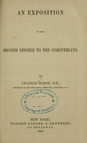 Cover of: An exposition of the Second epistle to the Corinthians.