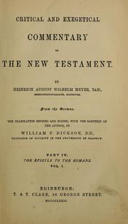 Cover of: Critical and exegetical handbook to the Epistle to the Romans