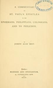 Cover of: commentary on St. Paul's Epistles to the Ephesians, Philippians, Colossians, and to Philemon.