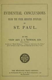 Cover of: Evidential conclusions from the four greater epistles of St. Paul.