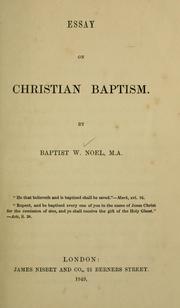 Cover of: Essay on Christian baptism