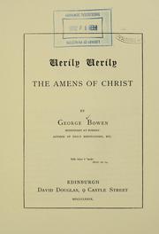 Cover of: Verily, verily: the amens of Christ