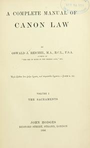 Cover of: A complete manual of canon law. by Oswald Joseph Reichel