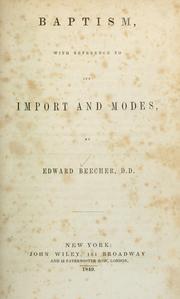Cover of: Baptism: with reference to its import and modes