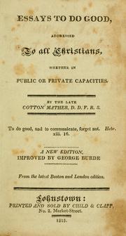 Cover of: Essays to do good by Cotton Mather