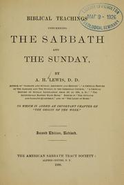 Cover of: Biblical teachings concerning the Sabbath and the Sunday