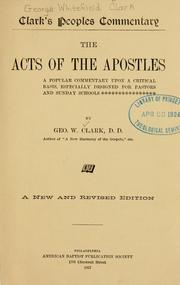Cover of: Acts of the Apostles: a popular commentary upon a critical basis, especially designed for pastors and Sunday schools.