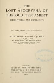 Cover of: The lost Apocrypha of the Old Testament: their titles and fragments