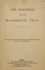 Cover of: The Massorah and the Massoretic text ...