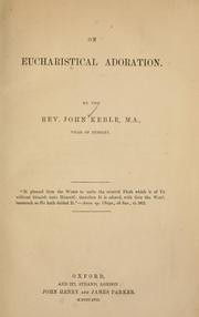 Cover of: On eucharistical adoration. by John Keble