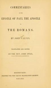 Cover of: Commentaries on the Epistle of Paul the Apostle to the Romans