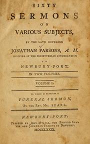 Cover of: Sermons on various subjects by Parsons, Jonathan
