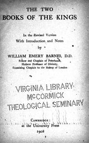 Cover of: The two books of the Kings by with introduction and notes by William Emery Barnes.