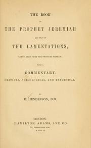 Cover of: The book of the prophet Jeremiah and that of the Lamentations by 