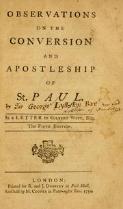 Cover of: Observations on the conversion and apostleship of St. Paul: in a letter to Gilbert West, Esq.