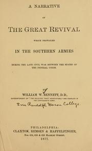 Cover of: A narrative of the great revival which prevailed in the southern armies during the late civil war between the states of the federal union