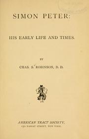Cover of: Simon Peter: his early life and times.