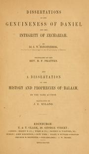 Cover of: Dissertations on the genuineness of Daniel and the integrity of Zechariah...