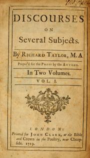 Cover of: Discourses on several subjects.