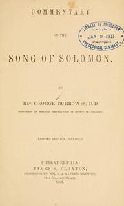 Cover of: A commentary on the Song of Solomon