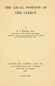 Cover of: The legal position of the clergy