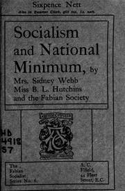 Cover of: Socialism and national minimum