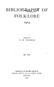 Bibliography of folk-lore, 1905 by Northcote Whitridge Thomas