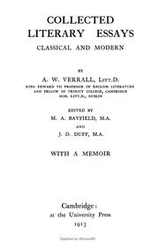 Cover of: Collected literary essays, classical and modern