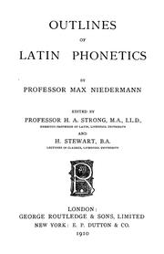 Cover of: Outlines of Latin phonetics
